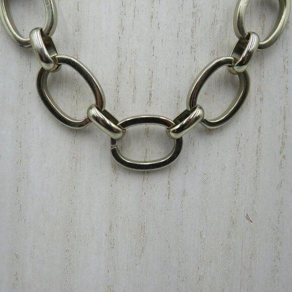 St Thomas Necklace Silver Tone 18" Oval Link Chunky‎ Statement Extension - Picture 3 of 6